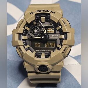 Casio G-Shock Analog/Digital Watch Beige Resin GA700UC-5A read description.